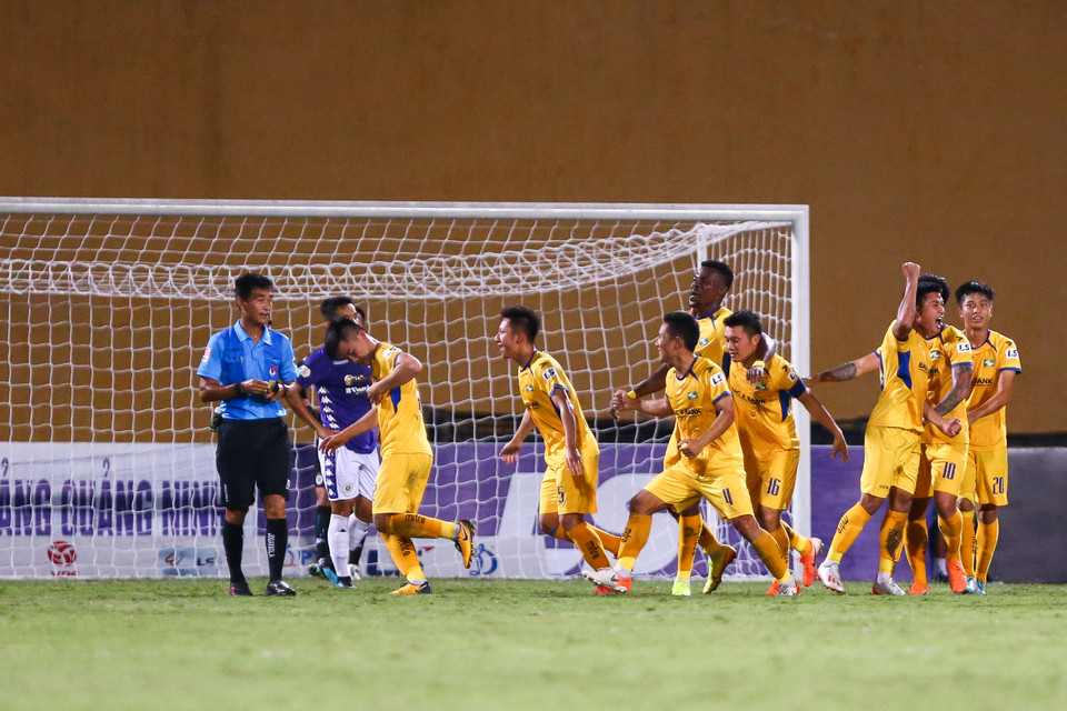 Nhờ vậy, đội bóng này có được bàn thắng duy nhất, quyết định chiến thắng 1-0 trước Hà Nội FC ở phút 58 nhờ công của Văn Lắm. (Ảnh: Nguyên An/Vietnam+)