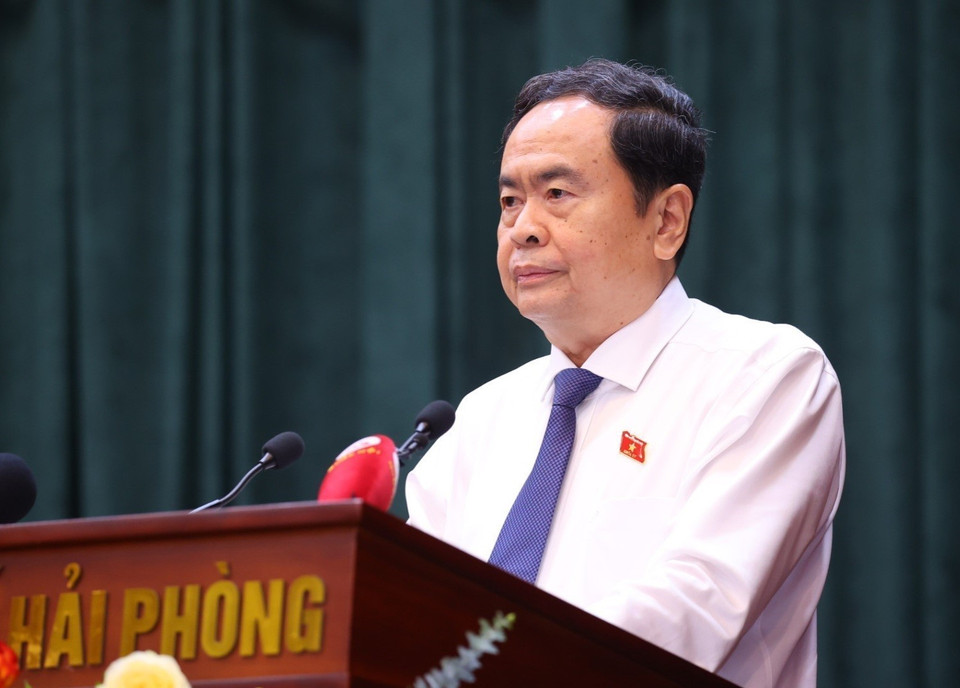 Chủ tịch Quốc hội Trần Thanh Mẫn phát biểu chỉ đạo. (Ảnh: Văn Điệp/TTXVN)