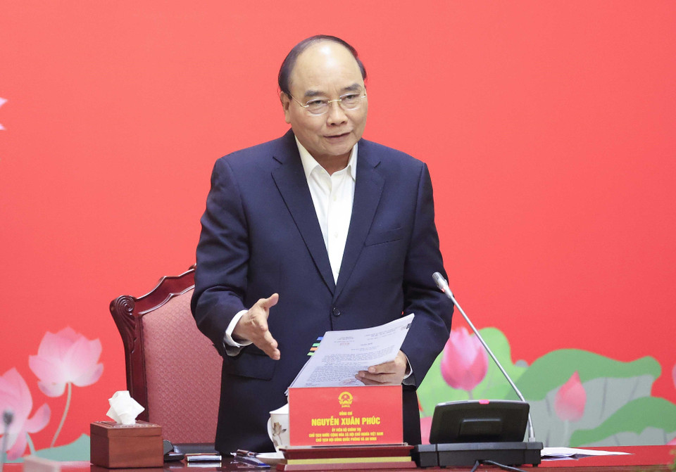 Chủ tịch nước Nguyễn Xuân Phúc phát biểu. (Ảnh: Thống Nhất/TTXVN)