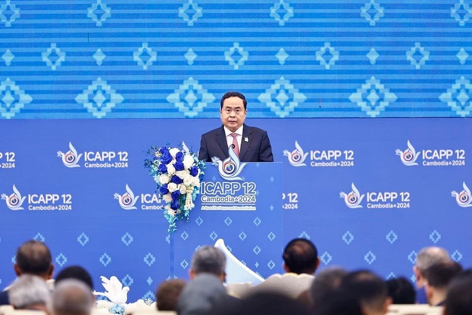 Chủ tịch Quốc hội Trần Thanh Mẫn phát biểu. (Ảnh: Doãn Tấn/TTXVN)