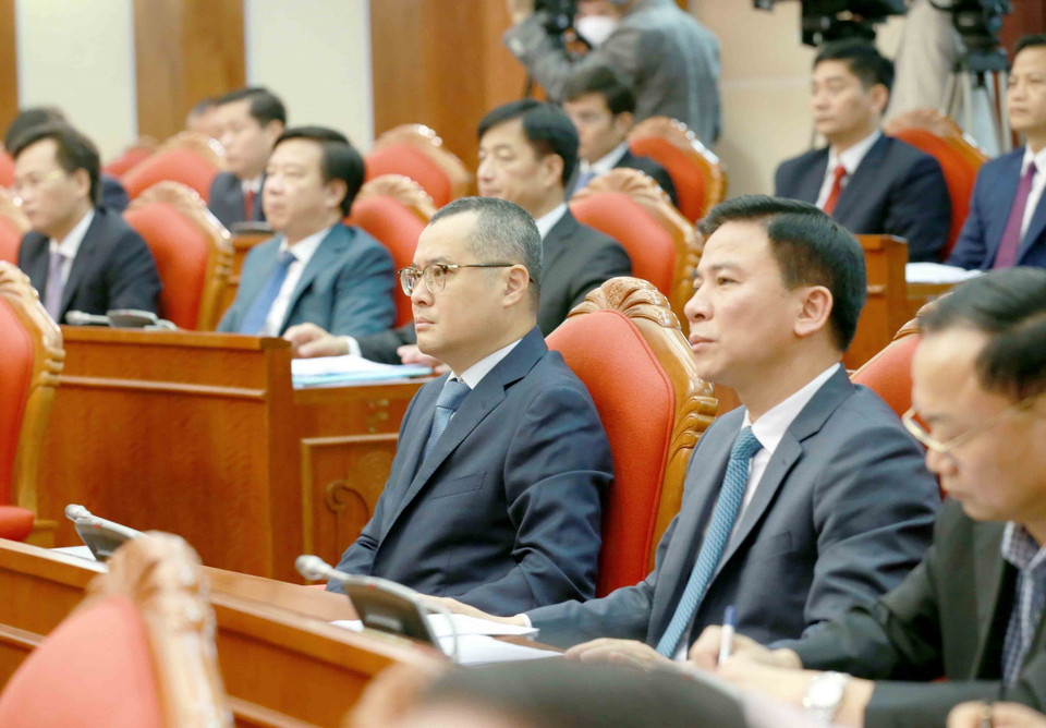 Các đồng chí Ủy viên Trung ương dự Hội nghị. (Ảnh: Phương Hoa/TTXVN)