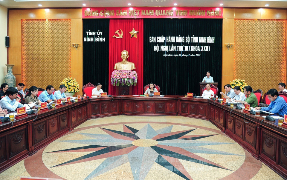 Hội nghị thành lập Ban Chỉ đạo phòng, chống tham nhũng, tiêu cực tỉnh Ninh Bình, ngày 6/7/2022. (Ảnh: Đức Phương/TTXVN)