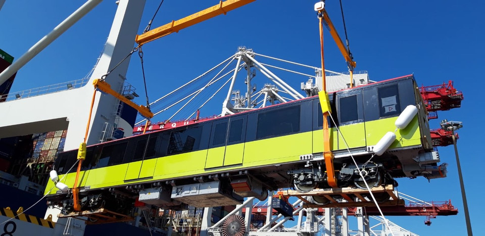 Đơn vị phụ trách vận chuyển đoàn tàu này là công ty Geodis Projets SAS (Cộng hòa Pháp), là một tập đoàn toàn cầu hoạt động trong lĩnh vực vận chuyển-logistic và tối ưu chuỗi cung ứng. (Ảnh: MRB Hà Nội cung cấp)