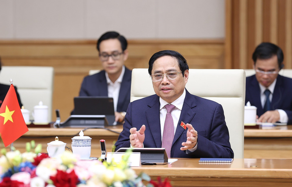 Thủ tướng Phạm Minh Chính phát biểu. (Ảnh: Dương Giang/TTXVN)