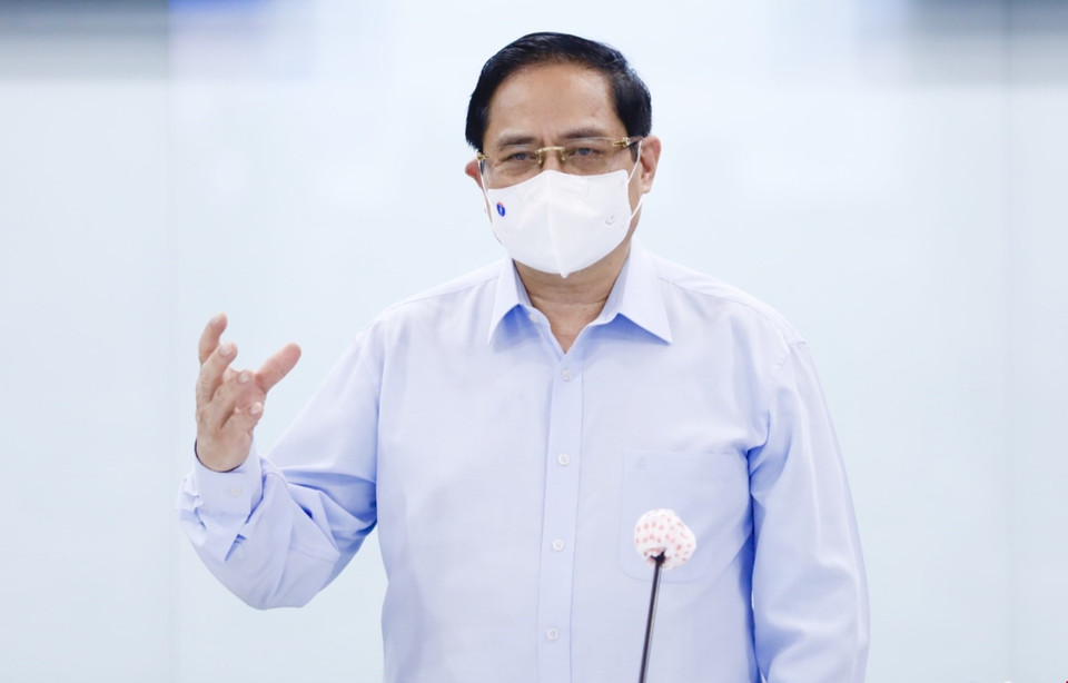 Thủ tướng Phạm Minh Chính phát biểu tại buổi làm việc với lãnh đạo Bệnh viện Chợ Rẫy. (Ảnh: Dương Giang/TTXVN)