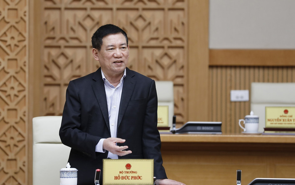 Bộ trưởng Bộ Tài chính Hồ Đức Phớc phát biểu. (Ảnh: Dương Giang/TTXVN)