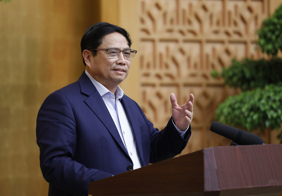 Thủ tướng Phạm Minh Chính kết luận Phiên họp Chính phủ thường kỳ tháng 11/2022. (Ảnh: Dương Giang/TTXVN)