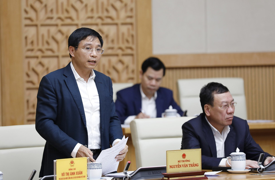 Bộ trưởng Bộ Giao thông vận tải Nguyễn Văn Thắng phát biểu.(Ảnh: Dương Giang/TTXVN)