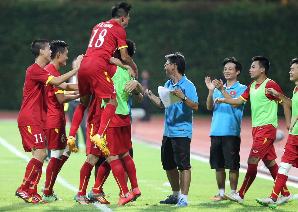 Niềm vui chiến thắng của U23 Việt Nam. (Ảnh: Quốc Khánh/TTXVN)