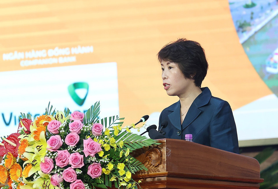 Thứ trưởng Bộ Kế hoạch và Đầu tư Nguyễn Thị Bích Ngọc phát biểu. (Ảnh: Dương Giang/TTXVN)