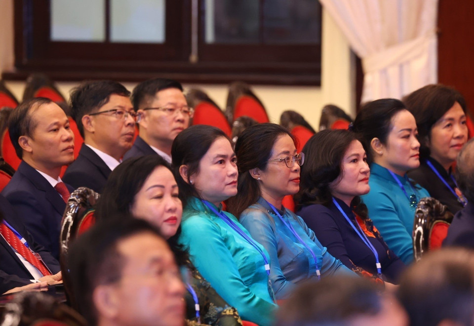 Các cán bộ tham gia Lớp Bồi dưỡng, cập nhật kiến thức, kỹ năng đối với cán bộ quy hoạch Ủy viên Trung ương Đảng khóa XIV (Lớp thứ hai). (Ảnh: Văn Điệp/TTXVN)