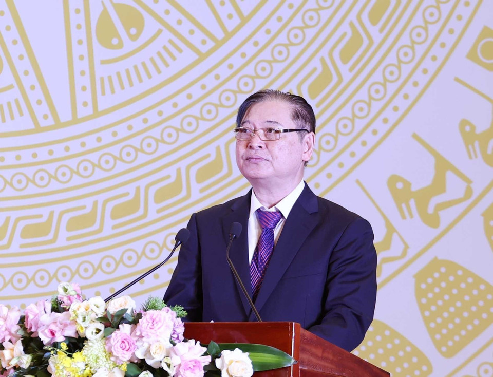 Ông Phan Xuân Dũng, Chủ tịch Liên hiệp các Hội Khoa học và Kỹ thuật Việt Nam phát biểu khai mạc. (Ảnh: Thống Nhất/TTXVN)