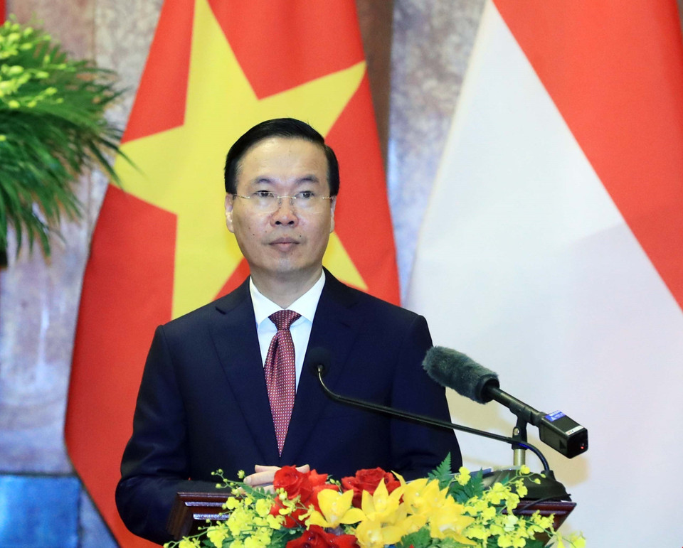 Chủ tịch nước Võ Văn Thưởng phát biểu với báo chí. (Ảnh: Thống Nhất/TTXVN)