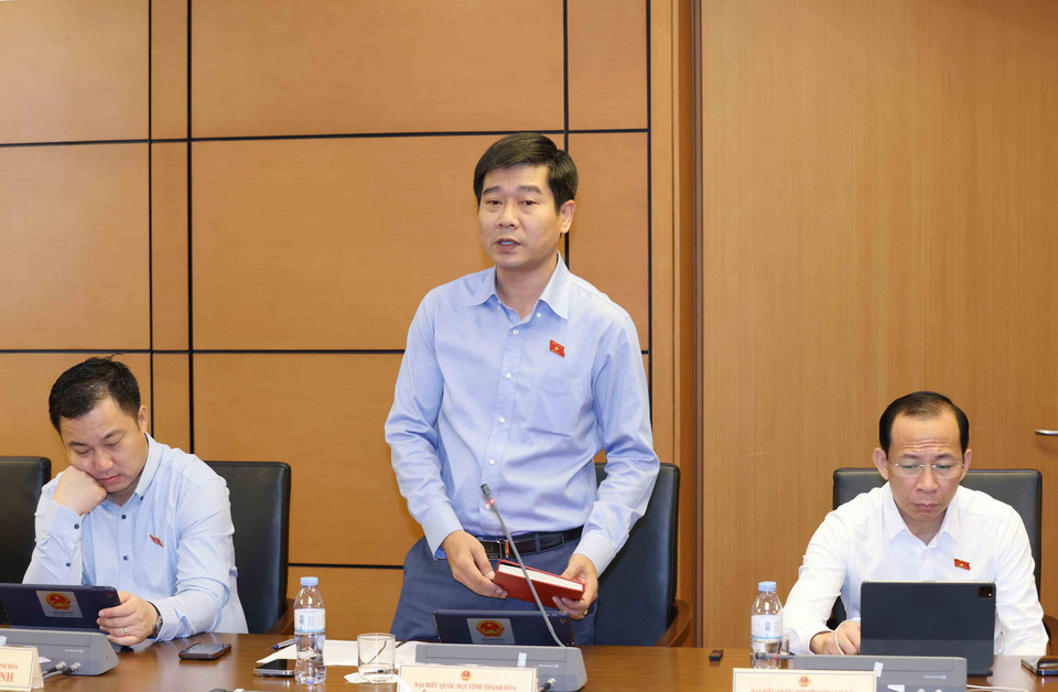 Đại biểu Quốc hội tỉnh Thanh Hóa Lê Thanh Hoàn phát biểu. (Ảnh: Phương Hoa/TTXVN)