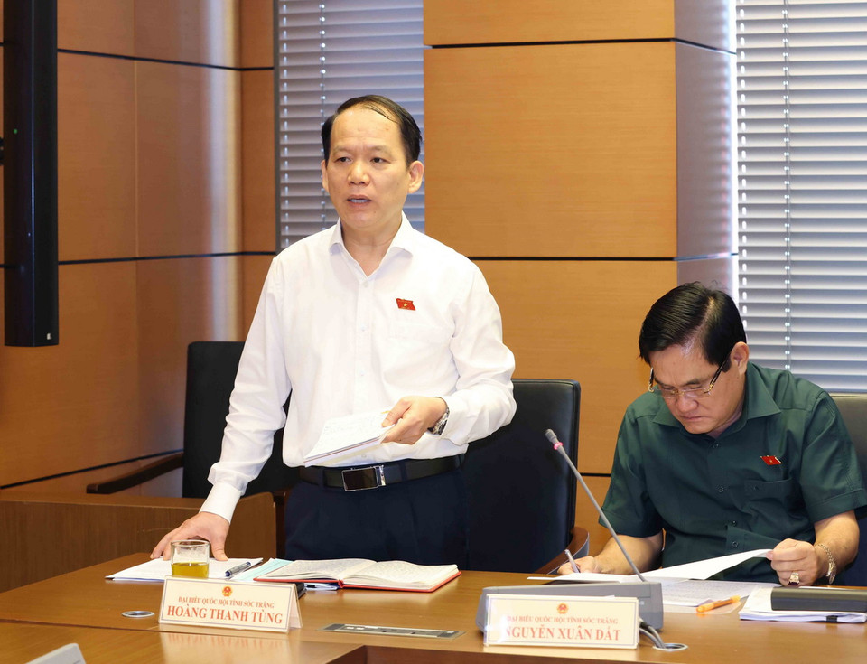 Đại biểu Quốc hội tỉnh Sóc Trăng Hoàng Thanh Tùng phát biểu. (Ảnh: Phương Hoa/TTXVN)