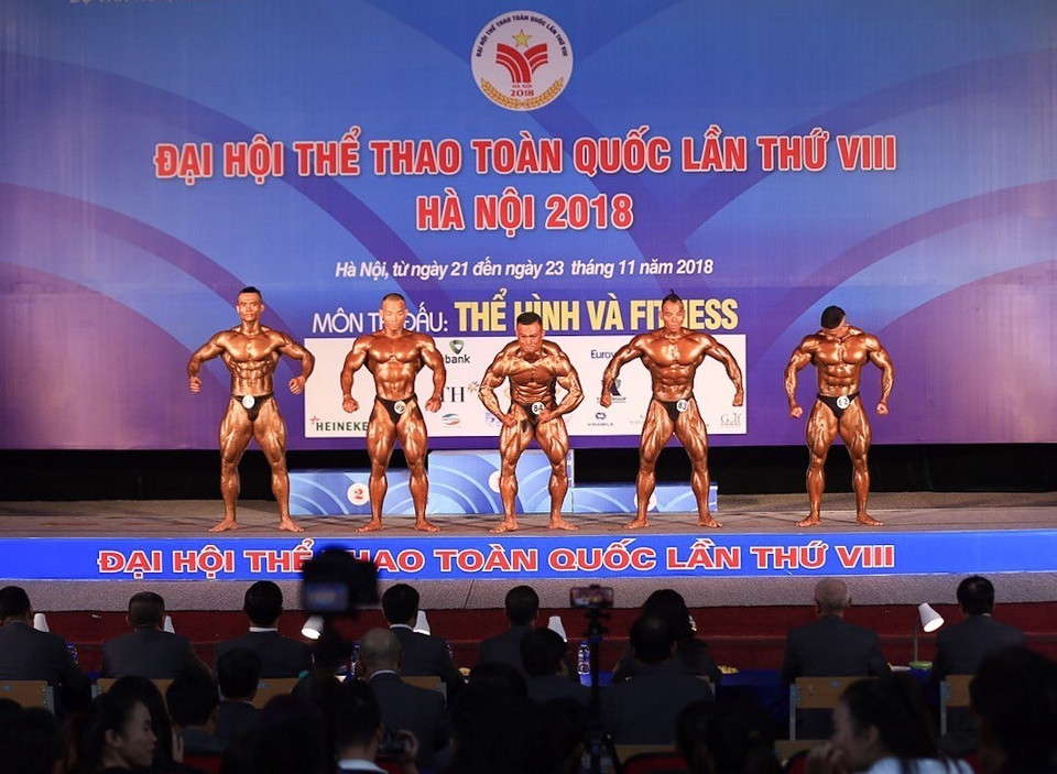 Phần trình diễn của vận động viên ở hạng cân 80kg. (Ảnh: Trọng Đạt/TTXVN)