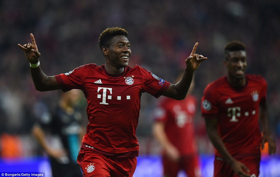 David Alaba nâng tỷ số lên 3-0 cho Bayern. (Nguồn: Getty Images)