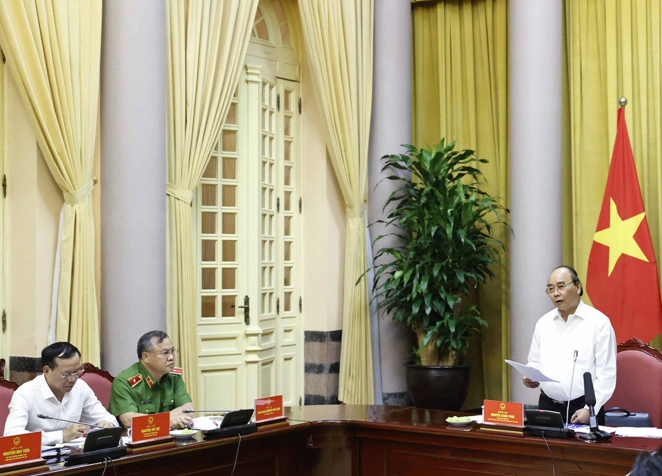 Chủ tịch nước Nguyễn Xuân Phúc phát biểu. (Ảnh: Thống Nhất/TTXVN)