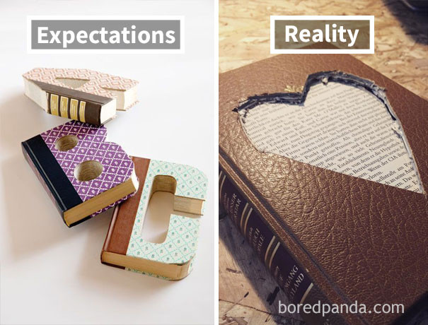 Nếu bạn nghĩ rằng việc cắt xén những cuốn sách dầy cộp là rất dễ dàng, hãy nghĩ lại. Tất cả những gì tôi có thể làm được chỉ là thế này mà thôi. (Nguồn: boredpanda.com)