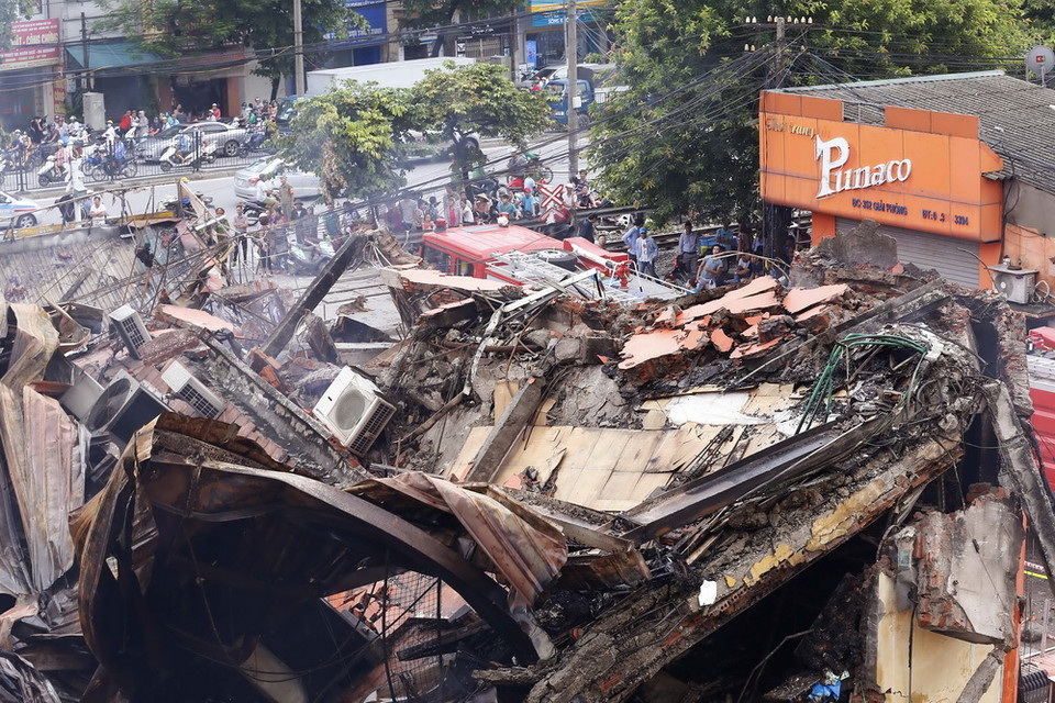 Theo thông tin từ cảnh sát Phòng cháy chữa cháy, khu vực bị cháy có diện tích khoảng 300m2. (Ảnh: Văn Điệp/TTXVN)