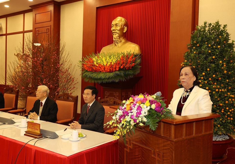 Chủ tịch Hội Người cao tuổi Việt Nam Phạm Thị Hải Chuyền phát biểu. (Ảnh: Trí Dũng/TTXVN)