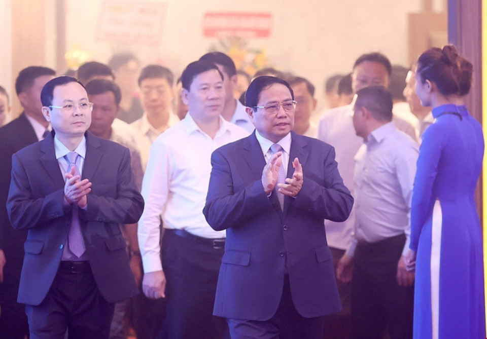 Thủ tướng Phạm Minh Chính đến dự Hội nghị công bố Quy hoạch và Xúc tiến Đầu tư thành phố Cần Thơ. (Ảnh: Dương Giang/TTXVN)