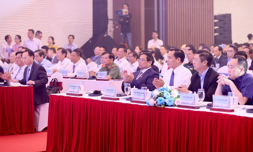 Thủ tướng Phạm Minh Chính dự Hội nghị công bố Quy hoạch và Xúc tiến Đầu tư thành phố Cần Thơ. (Ảnh: Dương Giang/TTXVN)