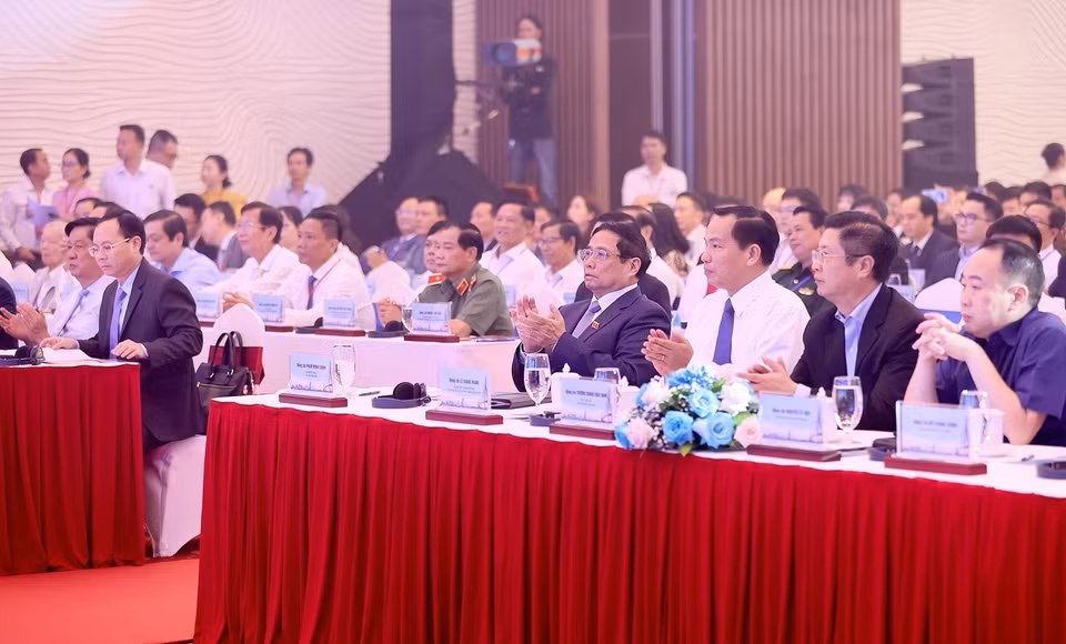 Thủ tướng Phạm Minh Chính dự Hội nghị công bố Quy hoạch và Xúc tiến Đầu tư thành phố Cần Thơ. (Ảnh: Dương Giang/TTXVN)