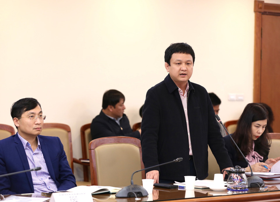 Giám đốc Trung tâm Kỹ thuật Thông tấn Nguyễn Đức Vũ phát biểu tại hội nghị. (Ảnh: Hoàng Hiếu/TTXVN)