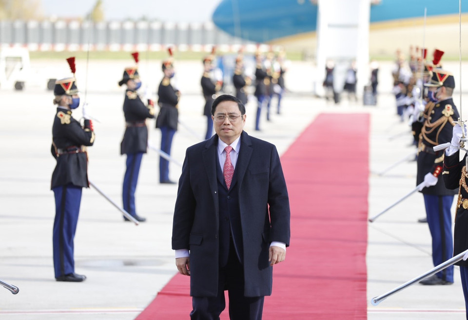  Thủ tướng thăm chính thức Cộng hòa Pháp từ ngày 3-5/11 theo lời mời của Thủ tướng Pháp Jean Castex. (Ảnh: Dương Giang/TTXVN)