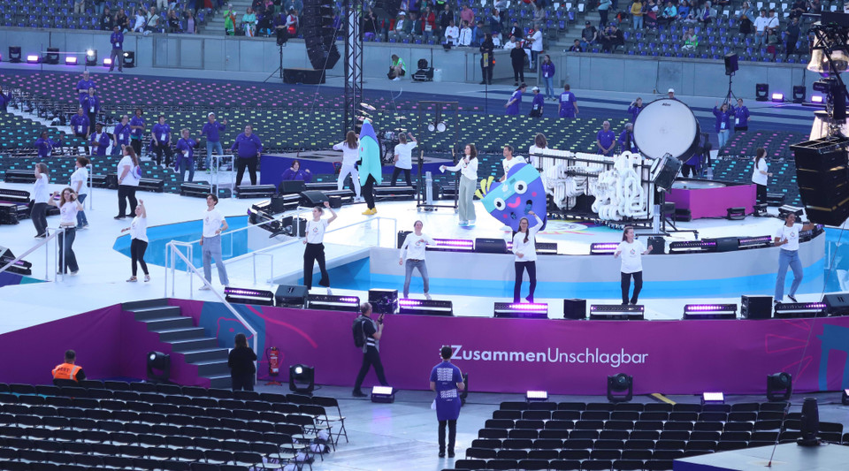 Một tiết mục trình diễn tại Lễ khai mạc Special Olympics tại sân Olympia ở Berlin. (Ảnh: Mạnh Hùng/TTXVN)