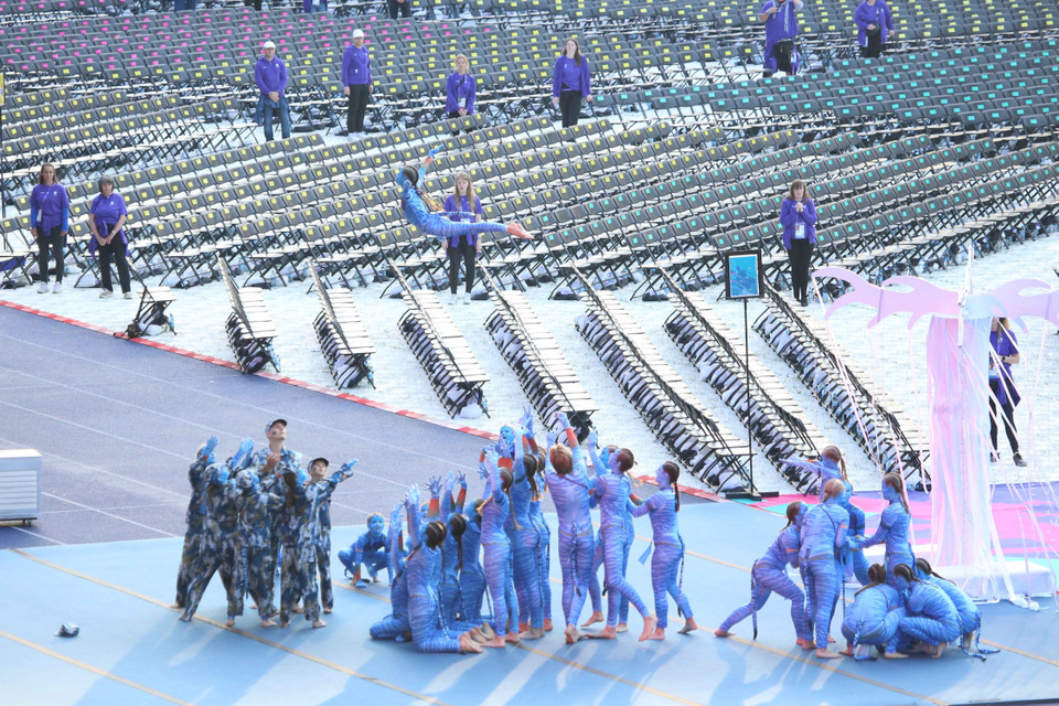 Các nghệ sỹ Avatar trình diễn tại Lễ khai mạc Special Olympics Berlin 2023. (Ảnh: Mạnh Hùng/TTXVN)