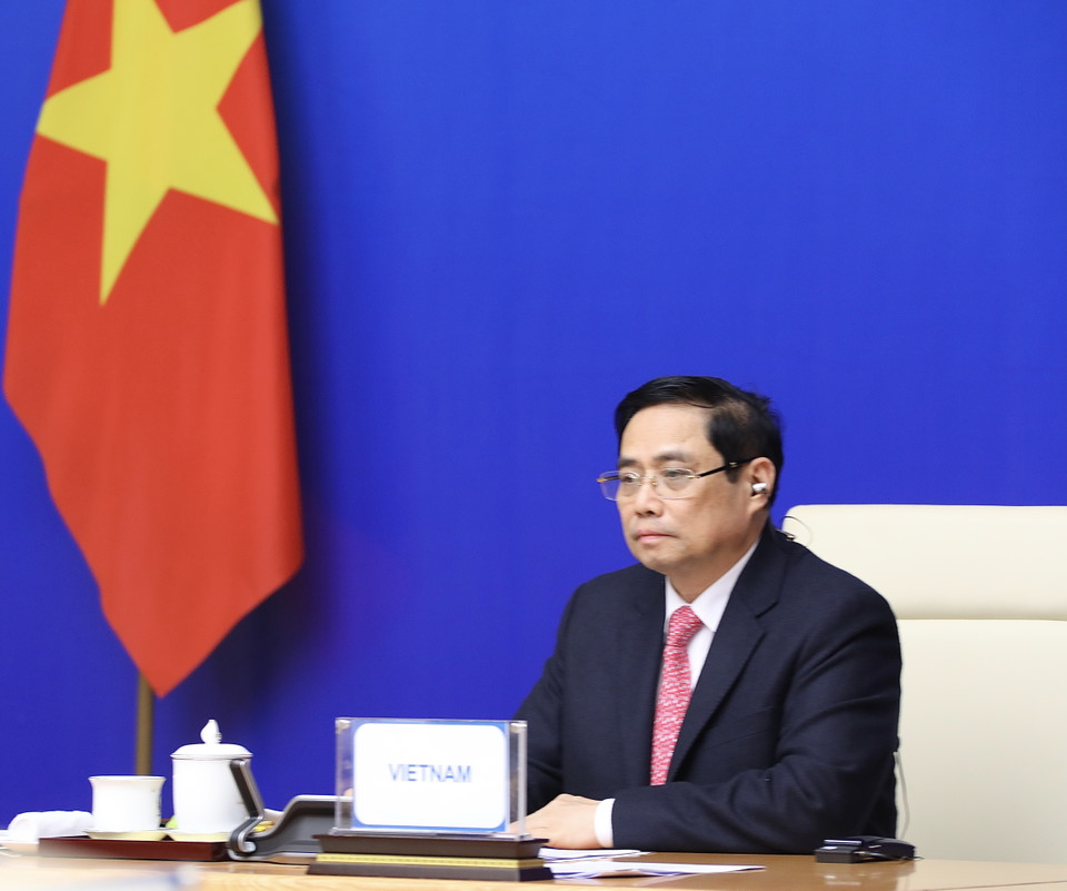 Thủ tướng Phạm Minh Chính dự Hội nghị Cấp cao Á-Âu lần thứ 13. (Ảnh: Lâm Khánh/TTXVN)