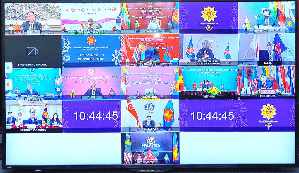 Các điểm cầu hội nghị của các nước ASEAN và các nước đối tác. (Ảnh: Minh Đức/TTXVN)