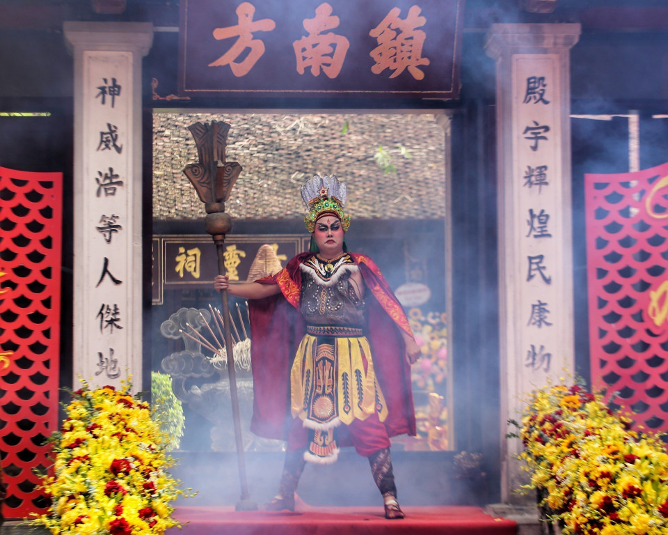 Thần Cao Sơn Đại Vương, tương truyền là con trai của Quốc Tổ Lạc Long Quân và Quốc Mẫu Âu Cơ. (Ảnh: Tuấn Đức/TTXVN)