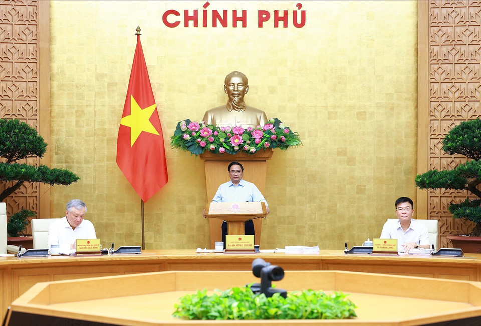 Thủ tướng Phạm Minh Chính chủ trì Phiên họp Chính phủ thường kỳ tháng 8 năm 2024. (Ảnh: Dương Giang/TTXVN)
