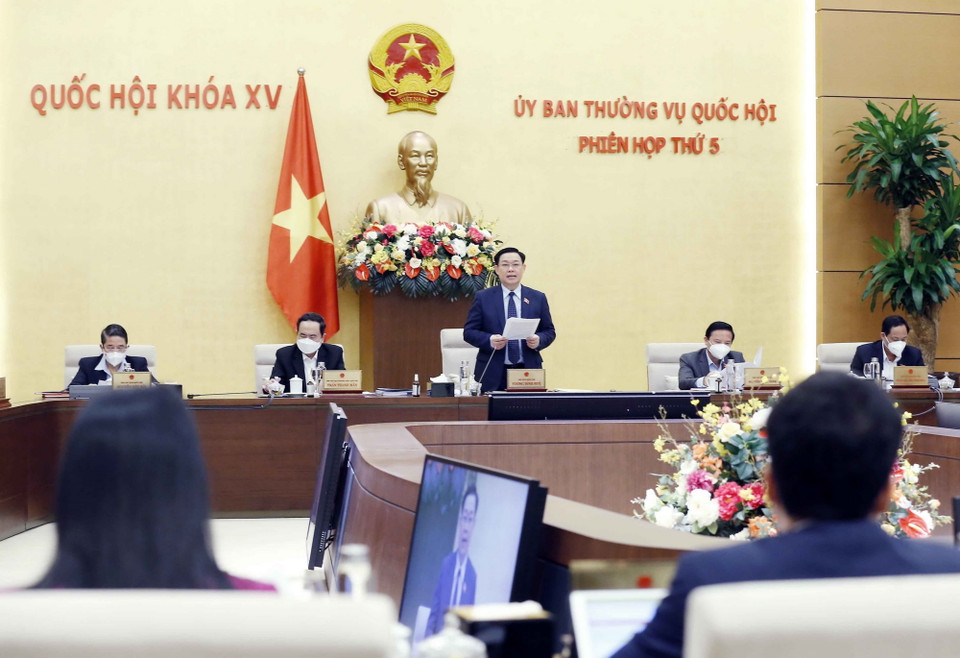 Chủ tịch Quốc hội Vương Đình Huệ phát biểu khai mạc. (Ảnh: Doãn Tấn/TTXVN)