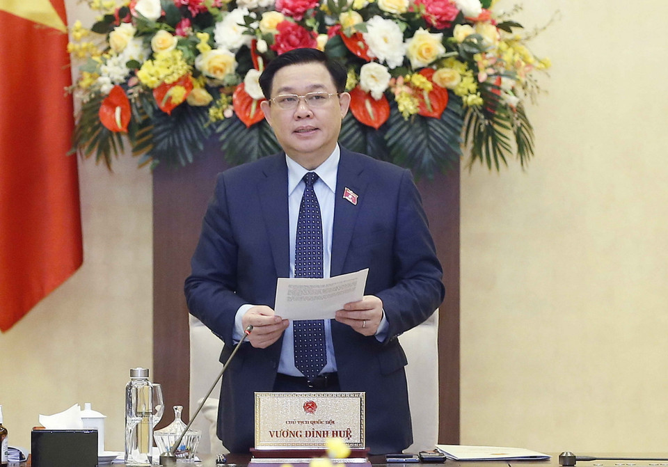 Chủ tịch Quốc hội Vương Đình Huệ phát biểu khai mạc. (Ảnh: Doãn Tấn/TTXVN)