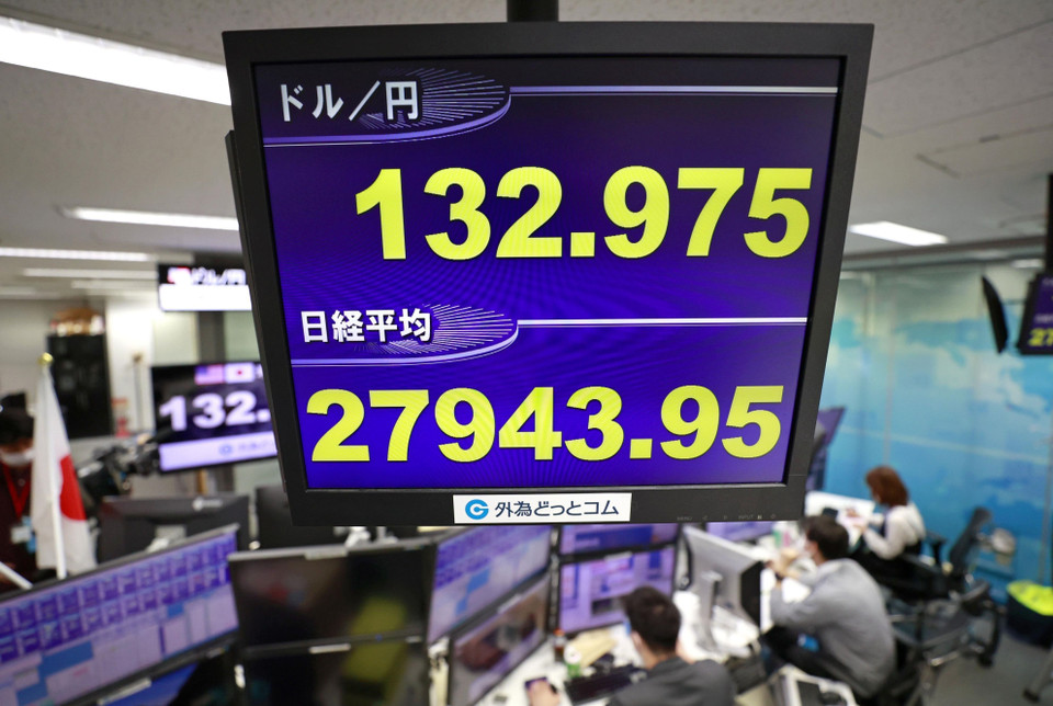 Tỷ giá đồng yen của Nhật Bản giảm xuống mức thấp nhất trong 20 năm. (Nguồn: AFP/TTXVN)