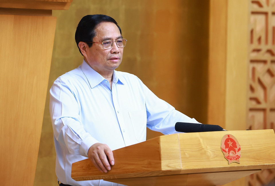 Thủ tướng Phạm Minh Chính chủ trì phiên họp Chính phủ chuyên đề về xây dựng pháp luật tháng 9 năm 2024. Ảnh: Dương Giang-TTXVN