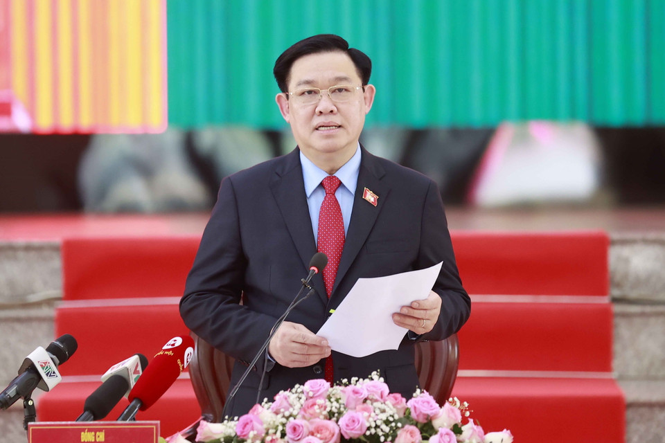 Chủ tịch Quốc hội Vương Đình Huệ phát biểu. (Ảnh: Doãn Tấn/TTXVN)