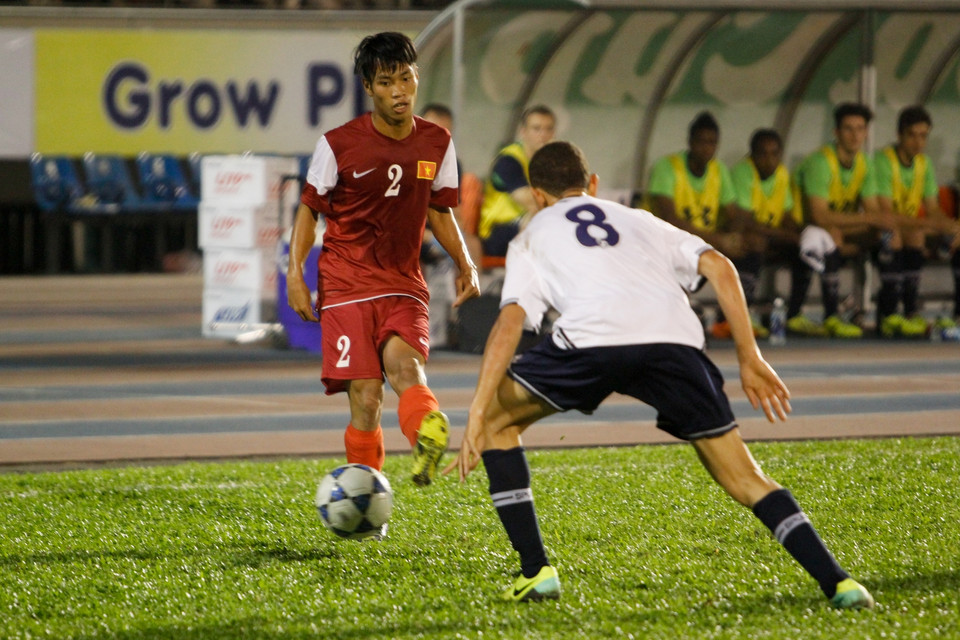 Đội bóng tìm được bàn gỡ trong hiệp 2 nhờ công của Văn Sơn. (Ảnh: Minh Chiến/Vietnam+)