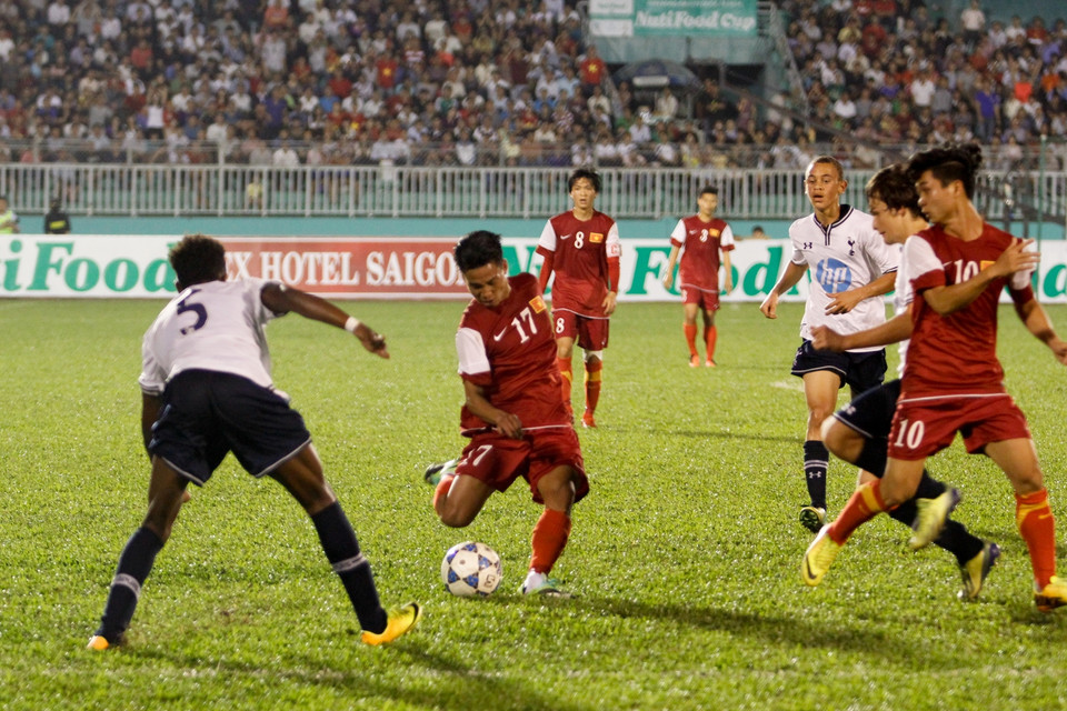 Văn Thanh chơi tốt khi thay thế Thanh Tùng ở cánh phải. (Ảnh: Minh Chiến/Vietnam+)