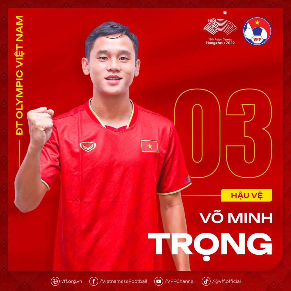 Hậu vệ Võ Minh Trọng. (Nguồn: VFF)