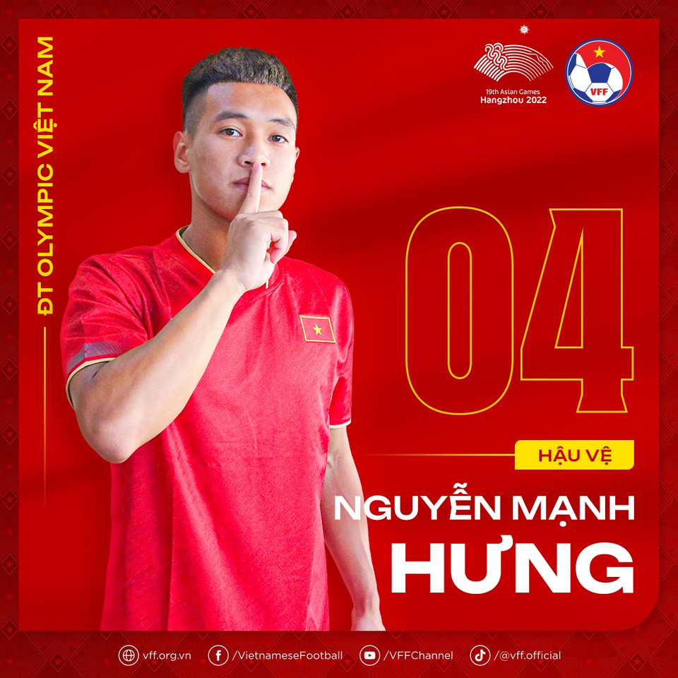 Hậu vệ Nguyễn Mạnh Hưng. (Nguồn: VFF)