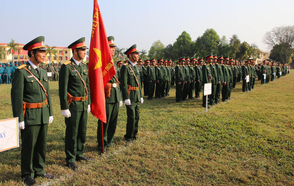 Quang cảnh lễ ra quân huấn luyện 2019 tại Thừa Thiên-Huế. (Ảnh: Hồ Cầu/TTXVN)