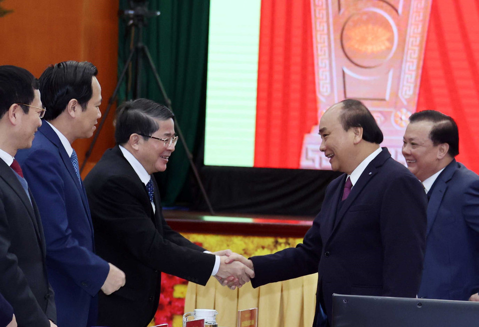 Thủ tướng Nguyễn Xuân Phúc với các đại biểu. (Ảnh: Thống Nhất/TTXVN)