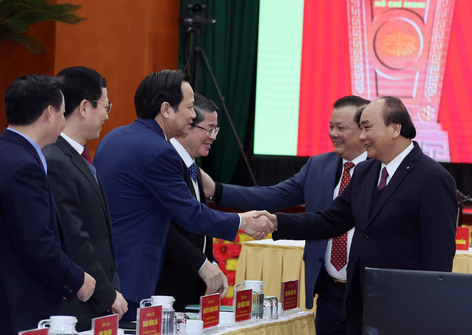 Thủ tướng Nguyễn Xuân Phúc với các đại biểu. (Ảnh: Thống Nhất/TTXVN)