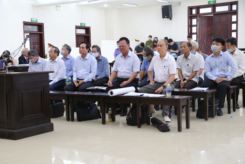 Các bị cáo tại phiên tòa. (Ảnh: Doãn Tấn/TTXVN)