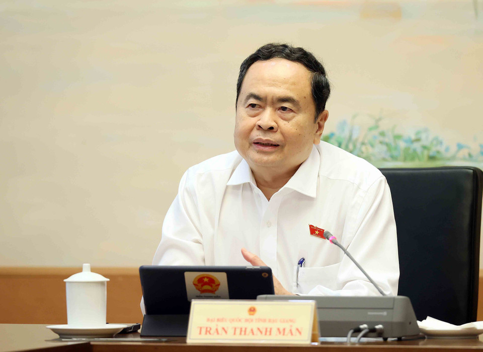 Chủ tịch Quốc hội Trần Thanh Mẫn phát biểu. (Ảnh: An Đăng/TTXVN)